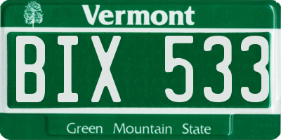 VT license plate BIX533