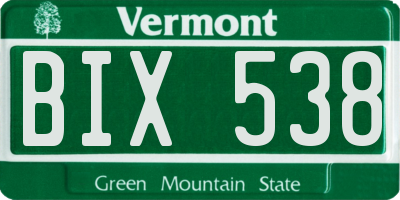 VT license plate BIX538