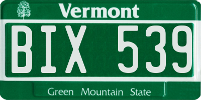 VT license plate BIX539
