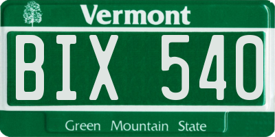 VT license plate BIX540