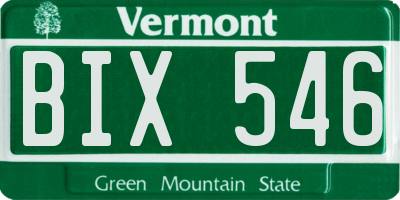 VT license plate BIX546