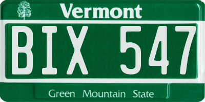 VT license plate BIX547