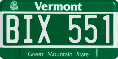 VT license plate BIX551