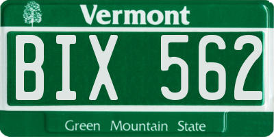 VT license plate BIX562