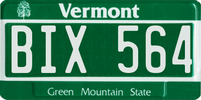 VT license plate BIX564