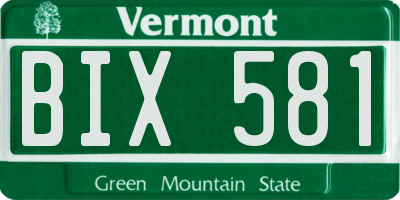VT license plate BIX581