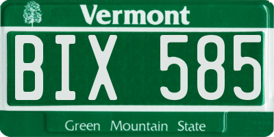 VT license plate BIX585