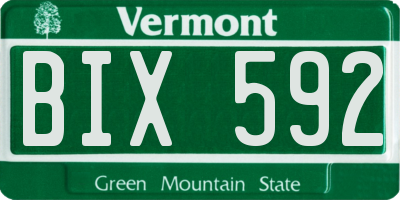 VT license plate BIX592