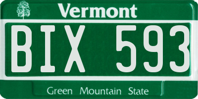 VT license plate BIX593