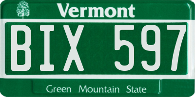 VT license plate BIX597