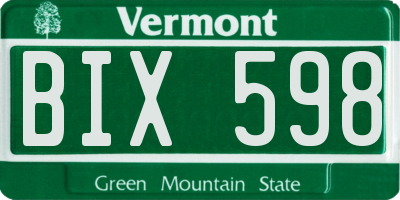 VT license plate BIX598