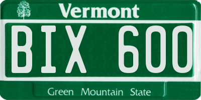 VT license plate BIX600