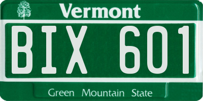 VT license plate BIX601