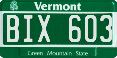 VT license plate BIX603