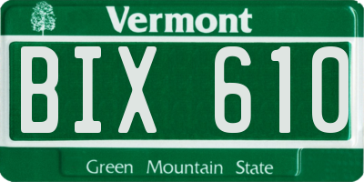 VT license plate BIX610