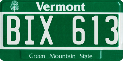 VT license plate BIX613
