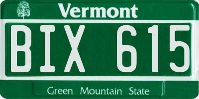 VT license plate BIX615