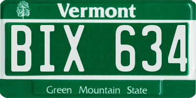 VT license plate BIX634