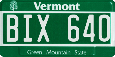 VT license plate BIX640