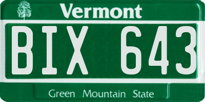 VT license plate BIX643