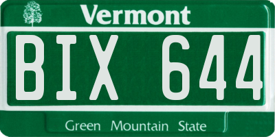 VT license plate BIX644