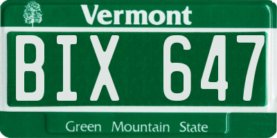 VT license plate BIX647