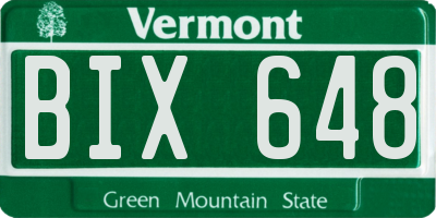 VT license plate BIX648