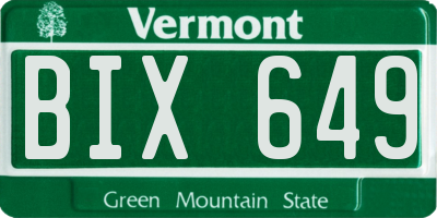 VT license plate BIX649