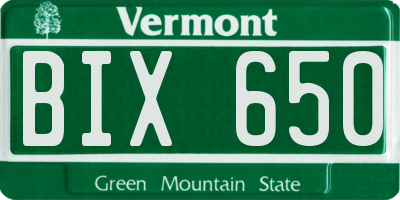 VT license plate BIX650