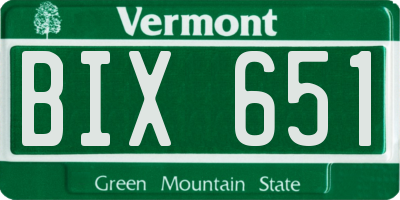VT license plate BIX651