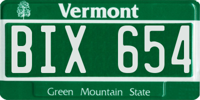 VT license plate BIX654