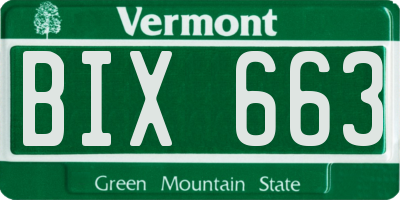VT license plate BIX663
