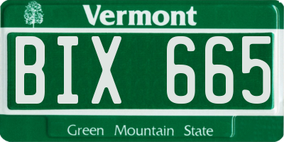 VT license plate BIX665