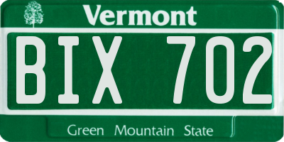VT license plate BIX702