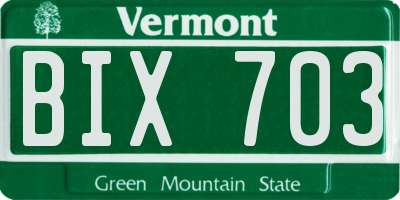 VT license plate BIX703