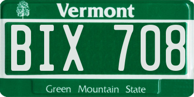 VT license plate BIX708