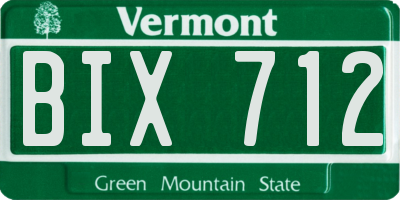 VT license plate BIX712