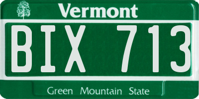 VT license plate BIX713