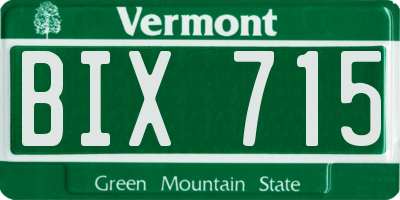 VT license plate BIX715