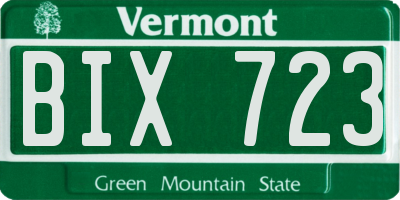 VT license plate BIX723
