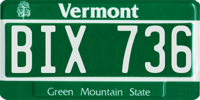 VT license plate BIX736