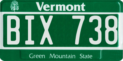 VT license plate BIX738
