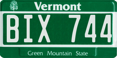 VT license plate BIX744