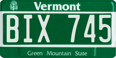 VT license plate BIX745