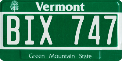 VT license plate BIX747