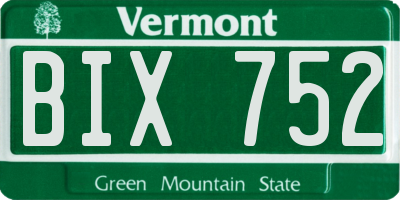 VT license plate BIX752
