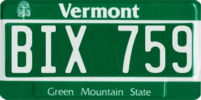VT license plate BIX759