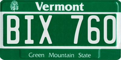 VT license plate BIX760