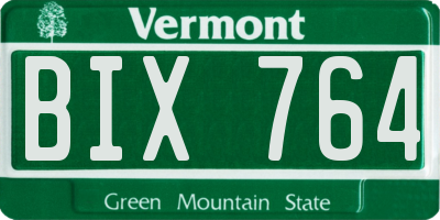 VT license plate BIX764