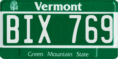 VT license plate BIX769